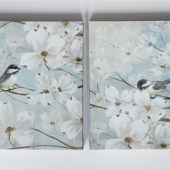 Cute & Cozy Birds & Blossoms Canvas Prints Cottage Decor Gallery Wall Nursery - Picture 2 of 11